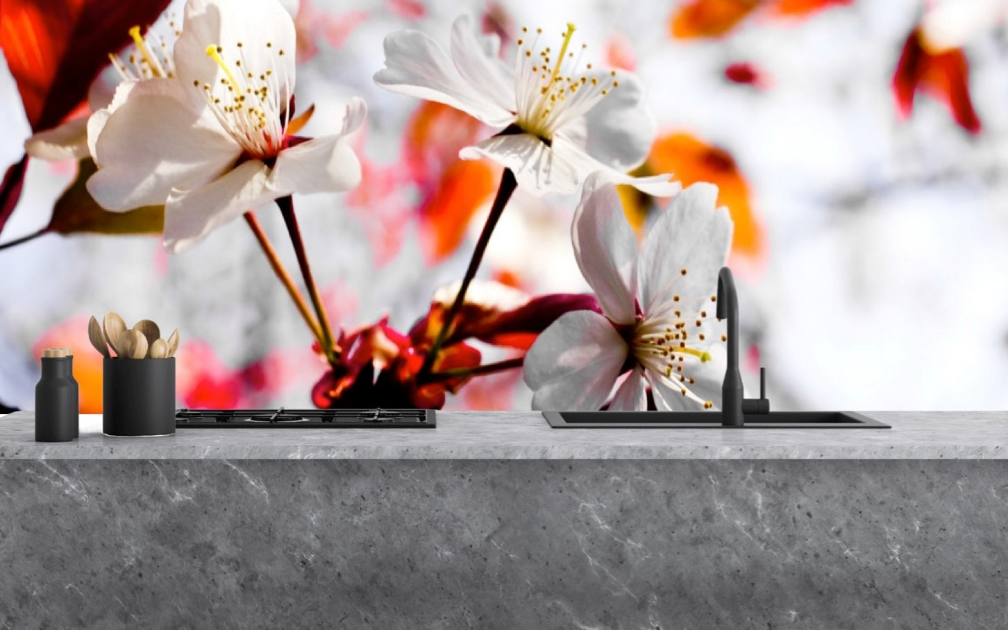 Painted glass kitchen splashback #1041