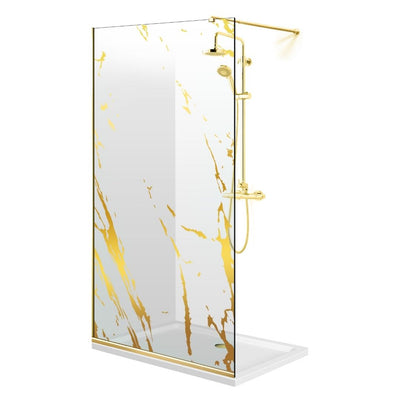 Shower Screens Walk-in, Shower Wall Gold, #Clear #Water-Clear