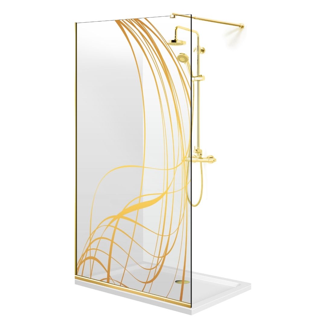 Shower Screens Walk-in, Shower Wall Gold, #Clear #Water-Clear