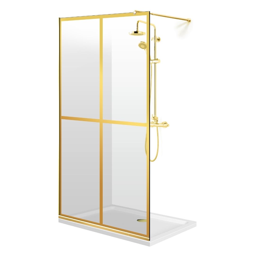 Shower Screens Walk-in, Shower Wall Gold, #Clear #Water-Clear