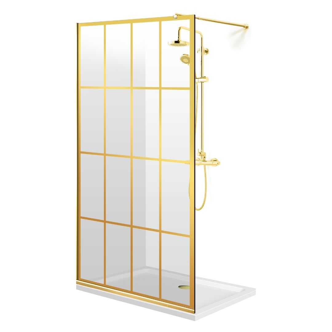 Shower Screens Walk-in, Shower Wall Gold, #Clear #Water-Clear