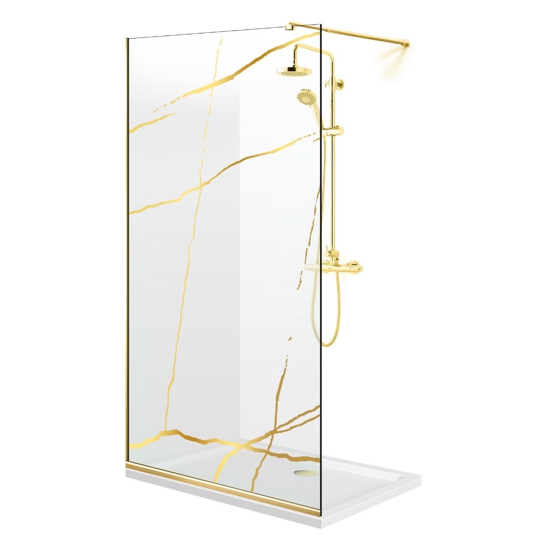 Shower Screens Walk-in, Shower Wall Gold, #Clear #Water-Clear