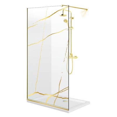 Shower Screens Walk-in, Shower Wall Gold, #Clear #Water-Clear