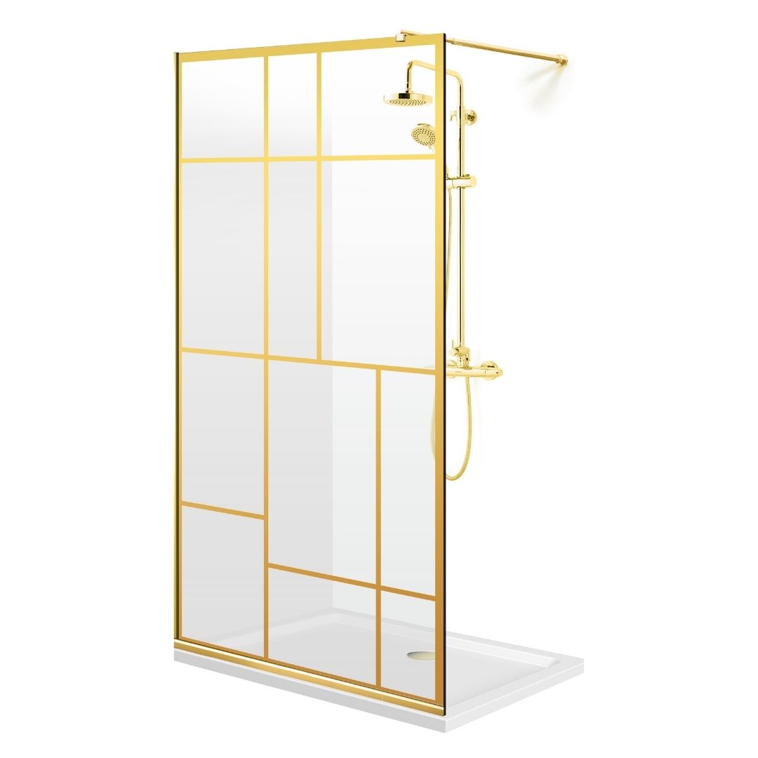 Shower Screens Walk-in, Shower Wall Gold, #Clear #Water-Clear