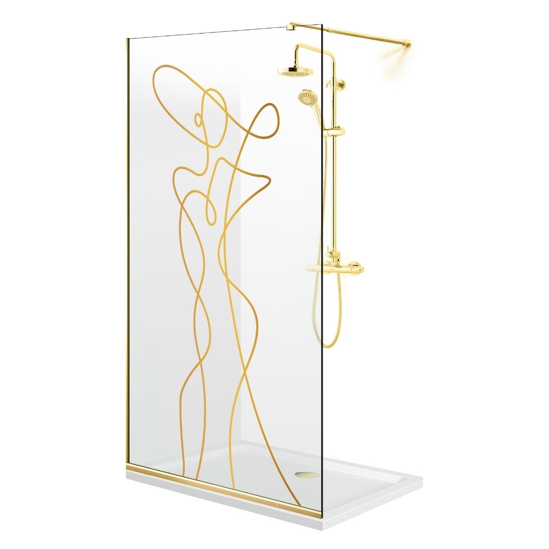 Shower Screens Walk-in, Shower Wall Gold, #Clear #Water-Clear