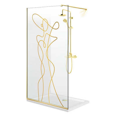 Shower Screens Walk-in, Shower Wall Gold, #Clear #Water-Clear