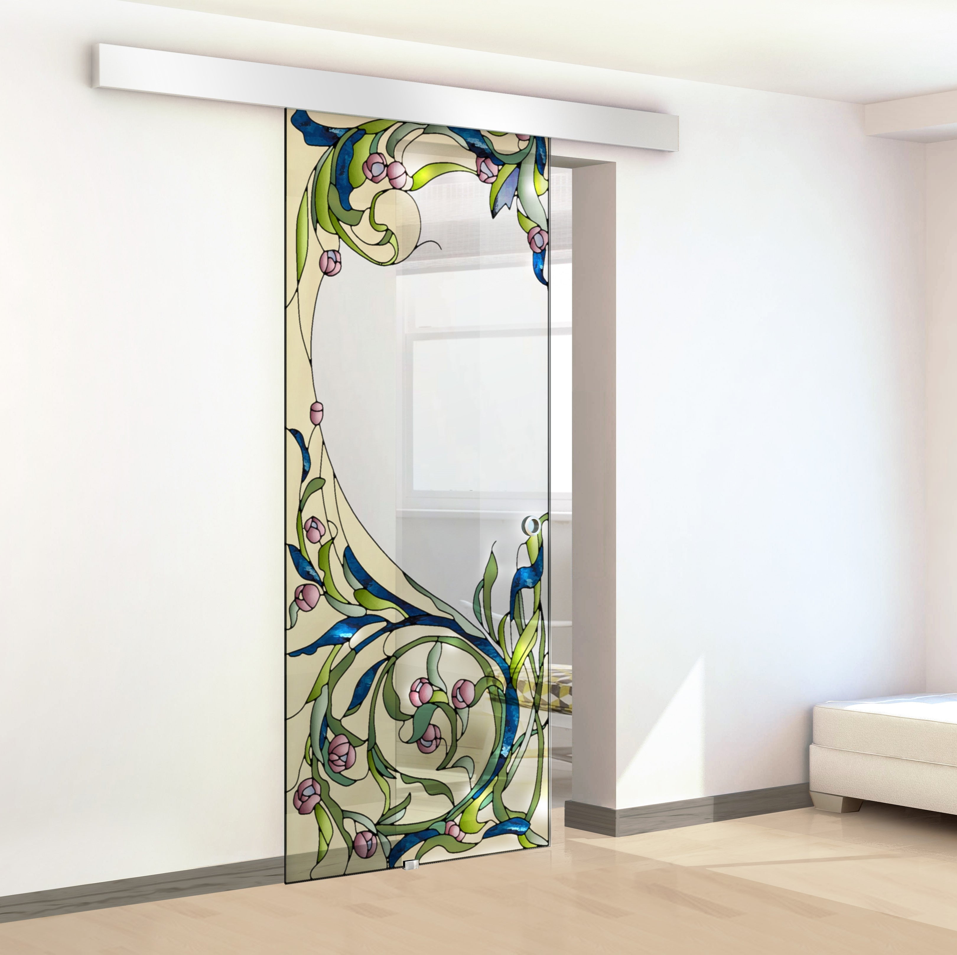 Stained glass door, Sliding glass door #Clear