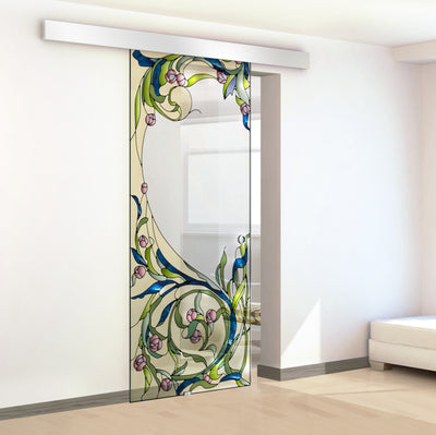 Stained glass door, Sliding glass door #Clear