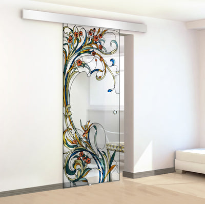 Stained glass door, Sliding glass door #Clear