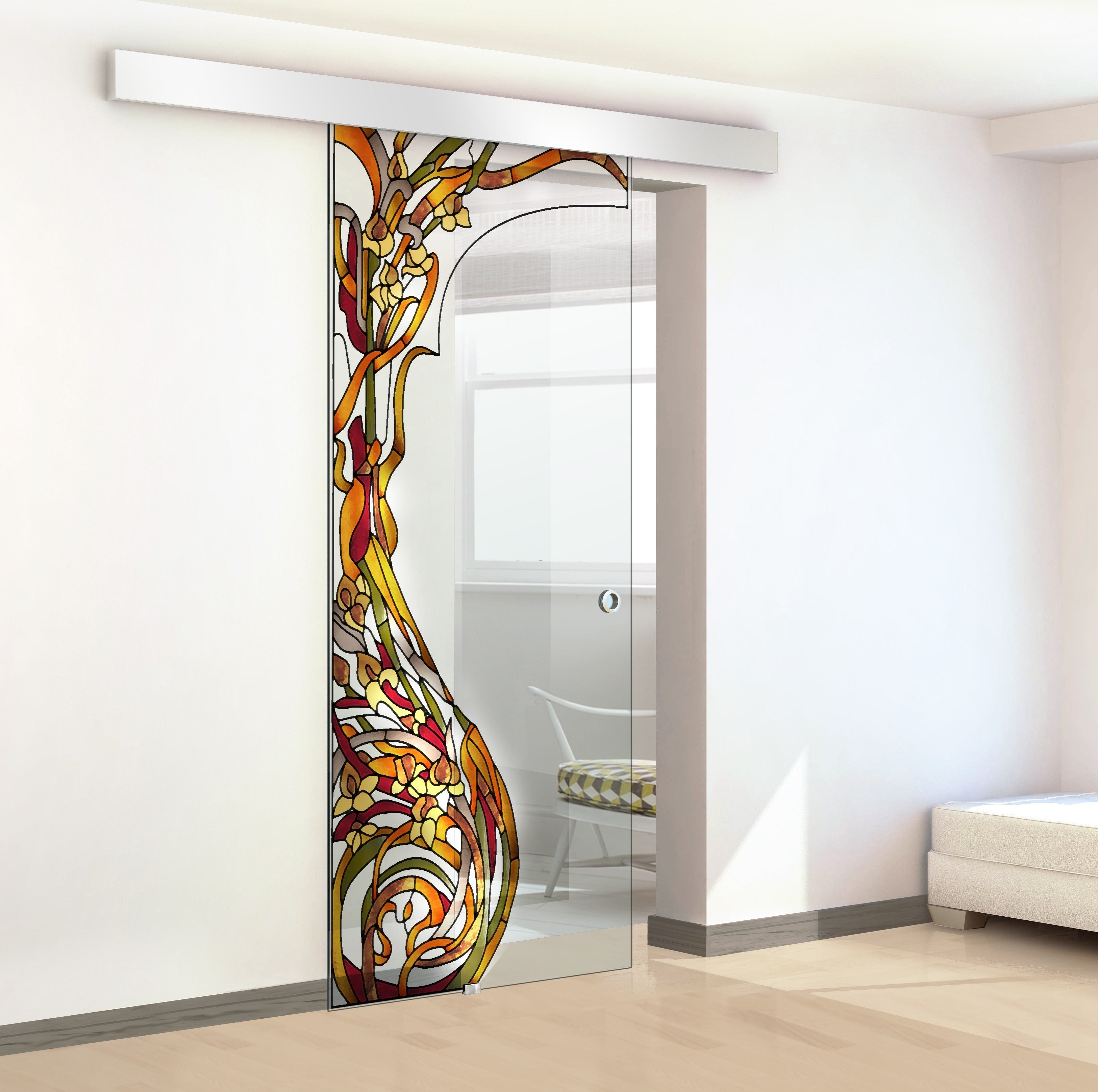 Stained glass door, Sliding glass door #Clear