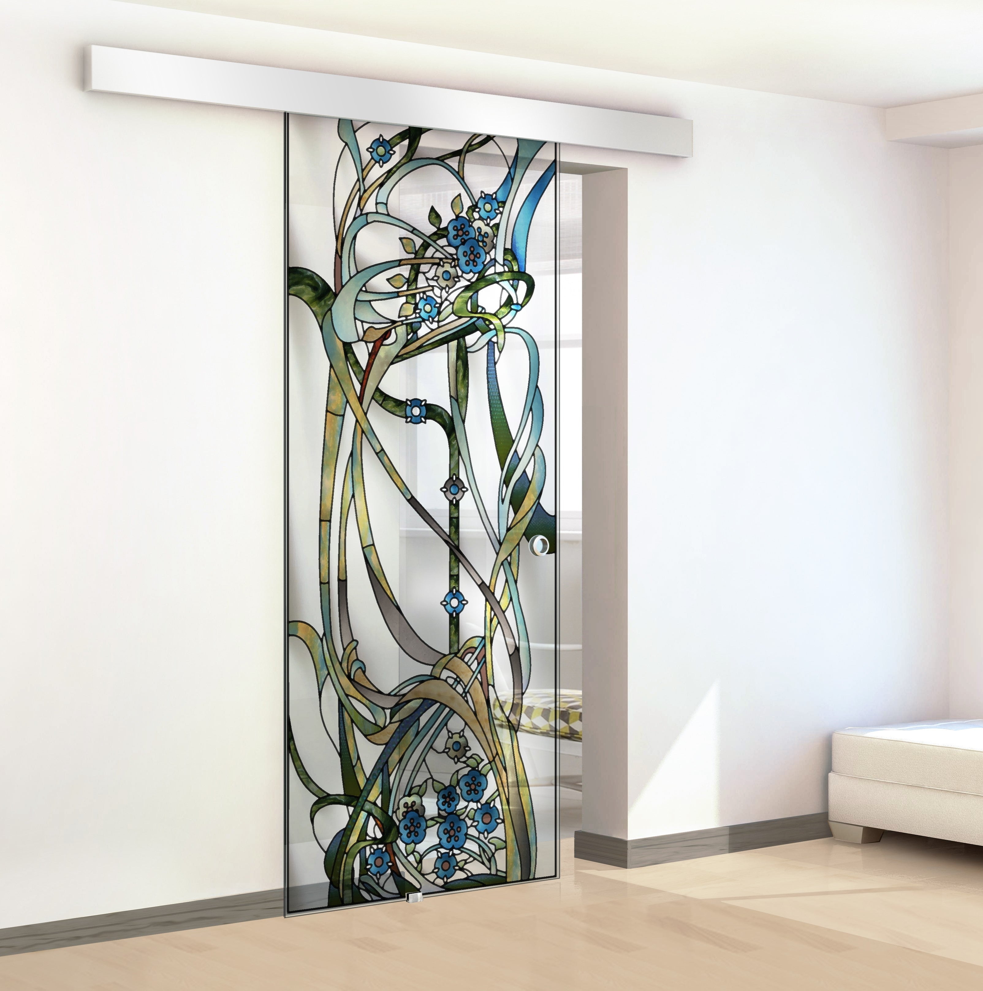Stained glass door, Sliding glass door #Clear