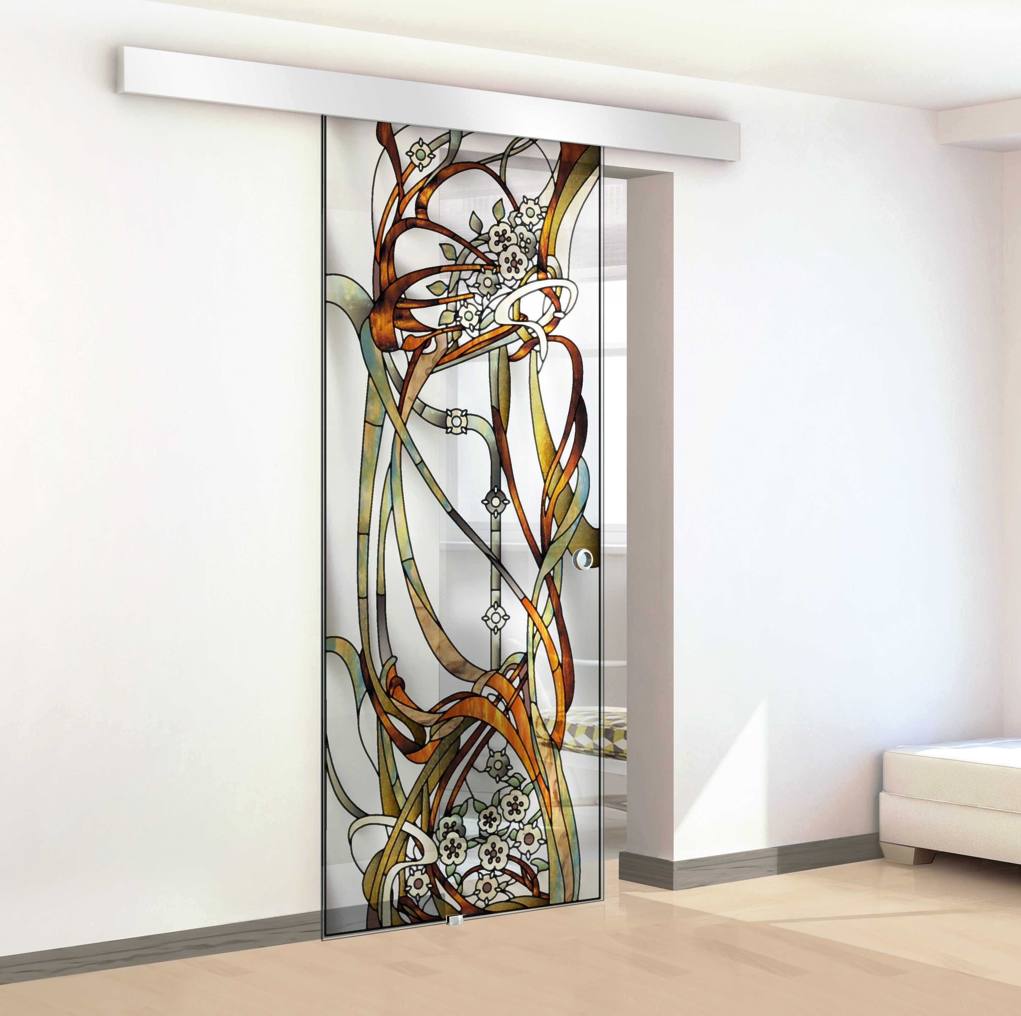 Stained glass door, Sliding glass door #Clear