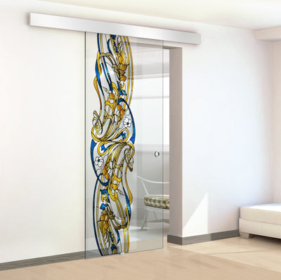 Stained glass door, Sliding glass door #Clear