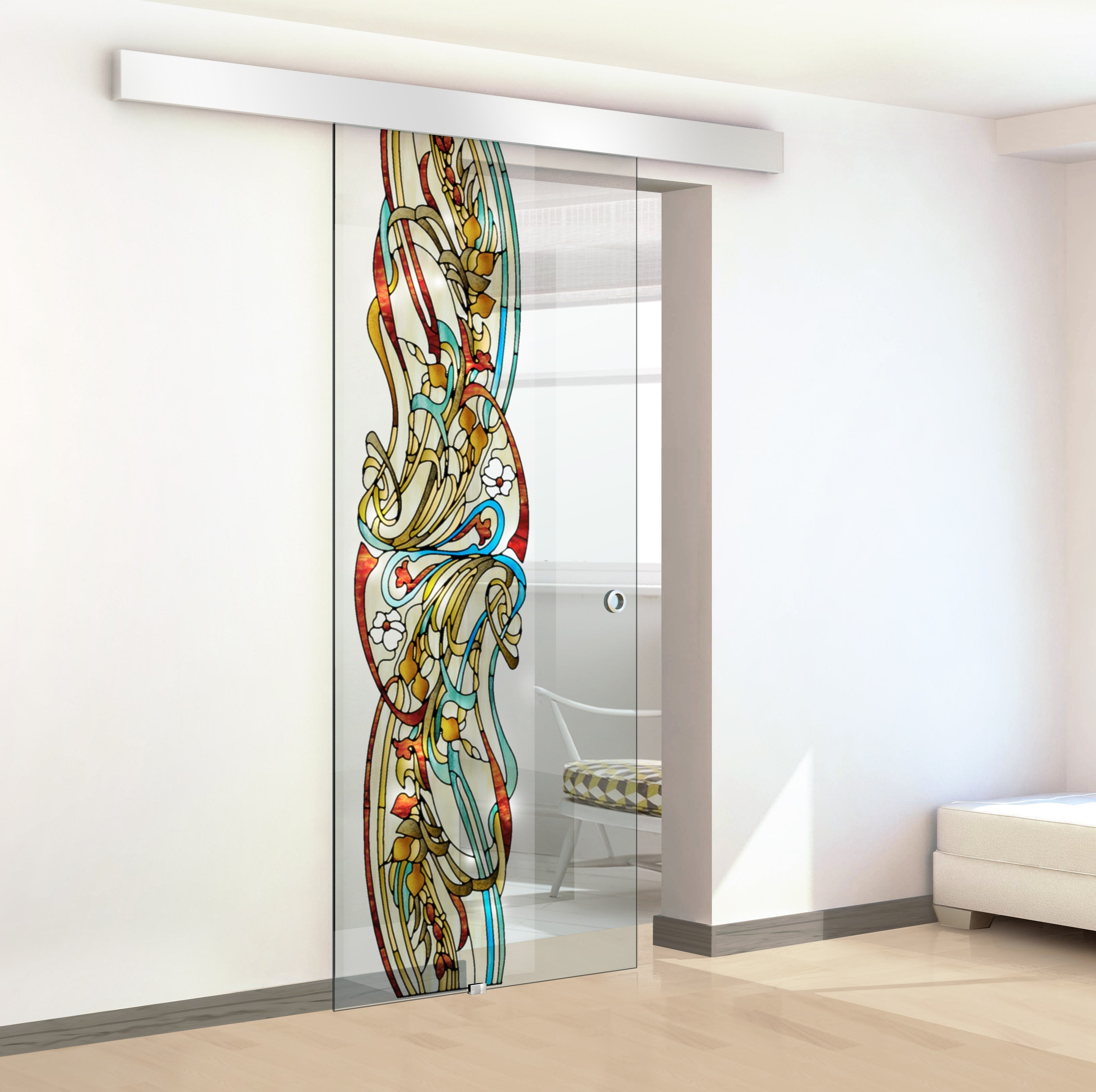 Stained glass door, Sliding glass door #Clear