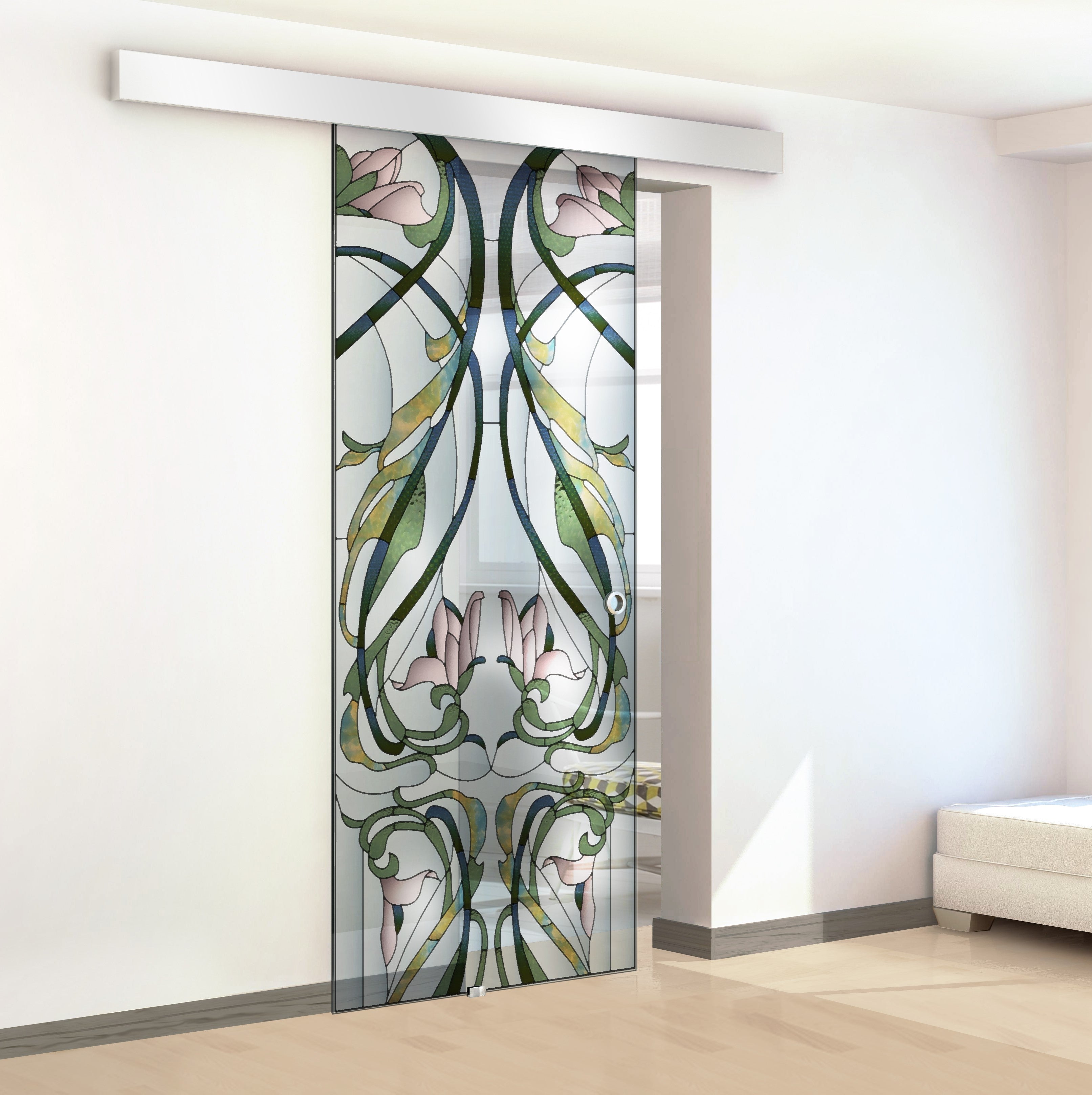 Stained glass door, Sliding glass door #Clear