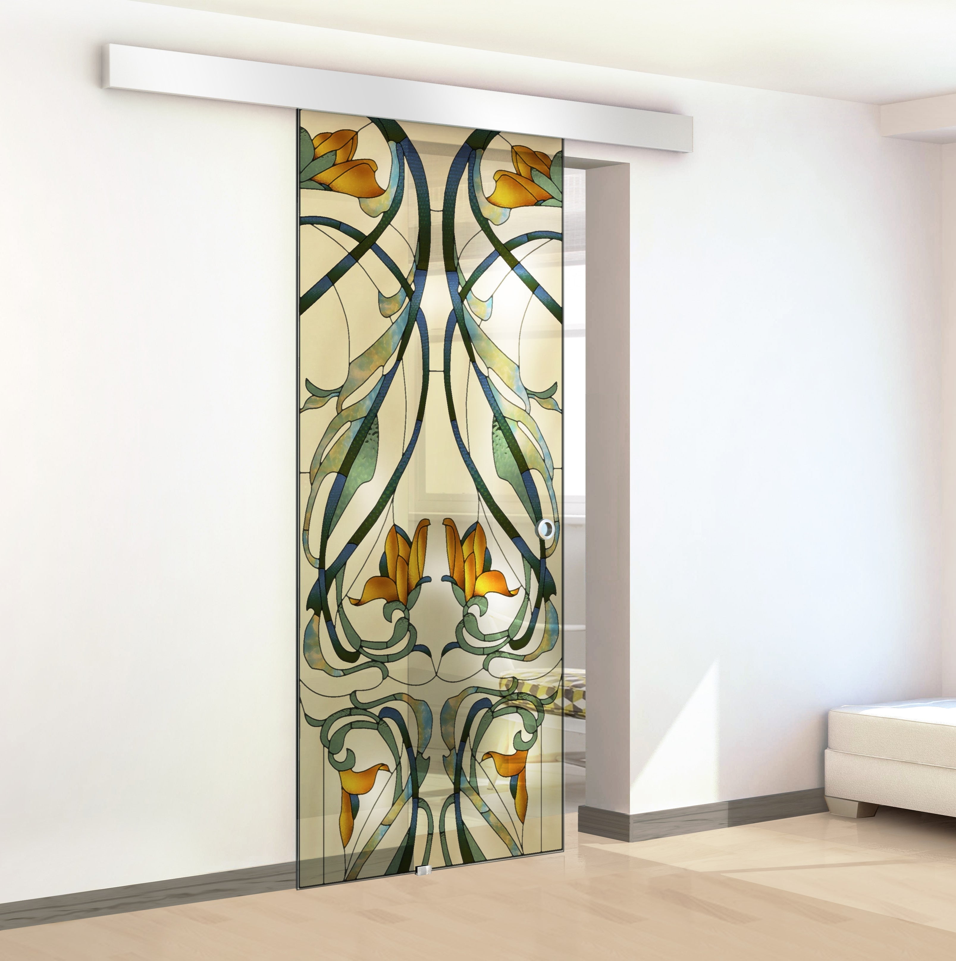 Stained glass door, Sliding glass door #Clear