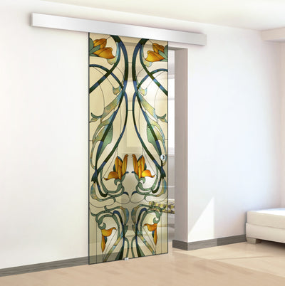 Stained glass door, Sliding glass door #Clear