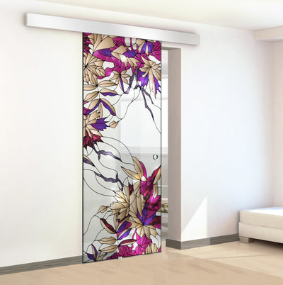 Stained glass door, Sliding glass door #Clear