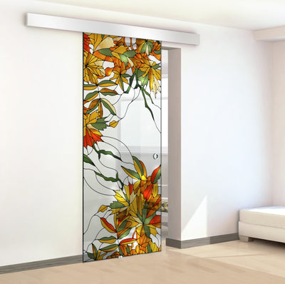 Stained glass door, Sliding glass door #Clear