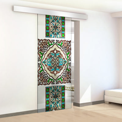 Stained glass door, Sliding glass door #Clear