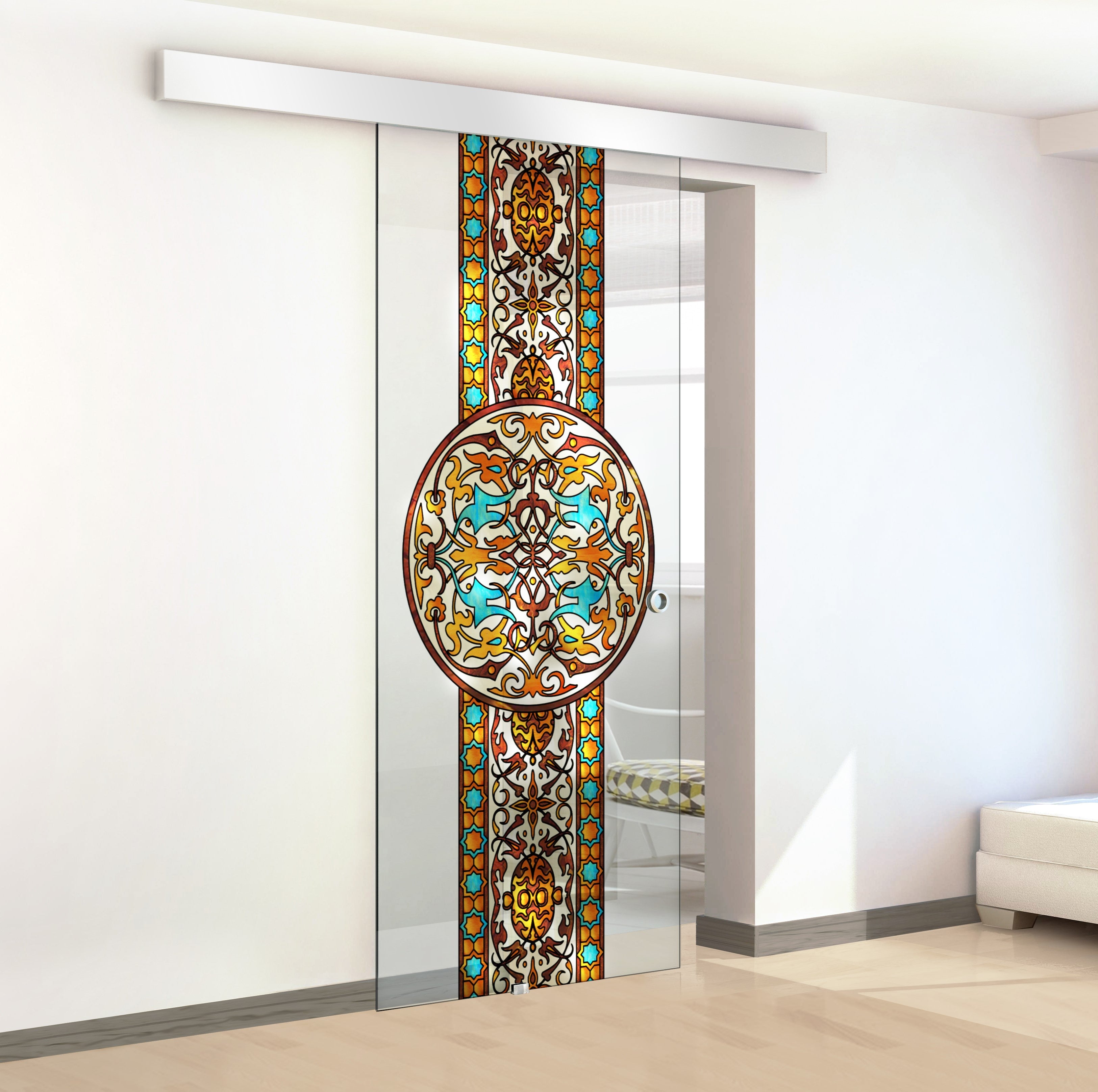Stained glass door, Sliding glass door #Clear