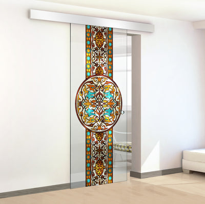 Stained glass door, Sliding glass door #Clear