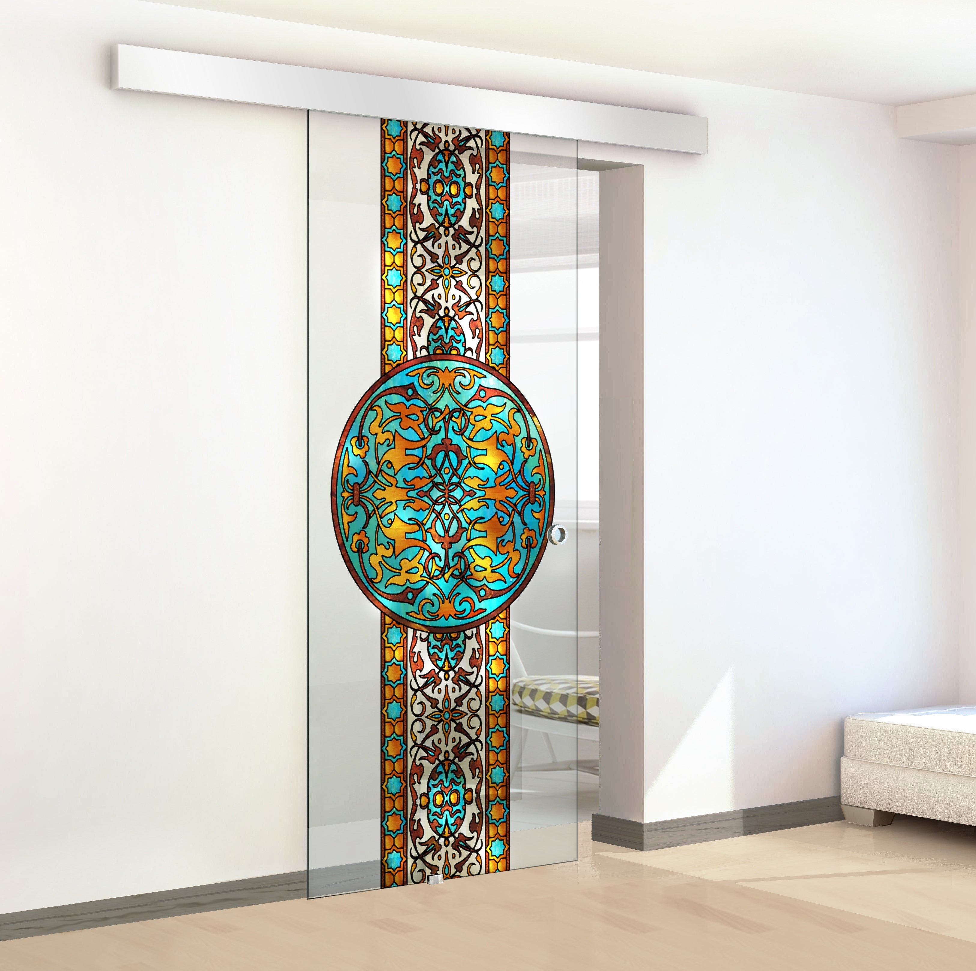 Stained glass door, Sliding glass door #Clear