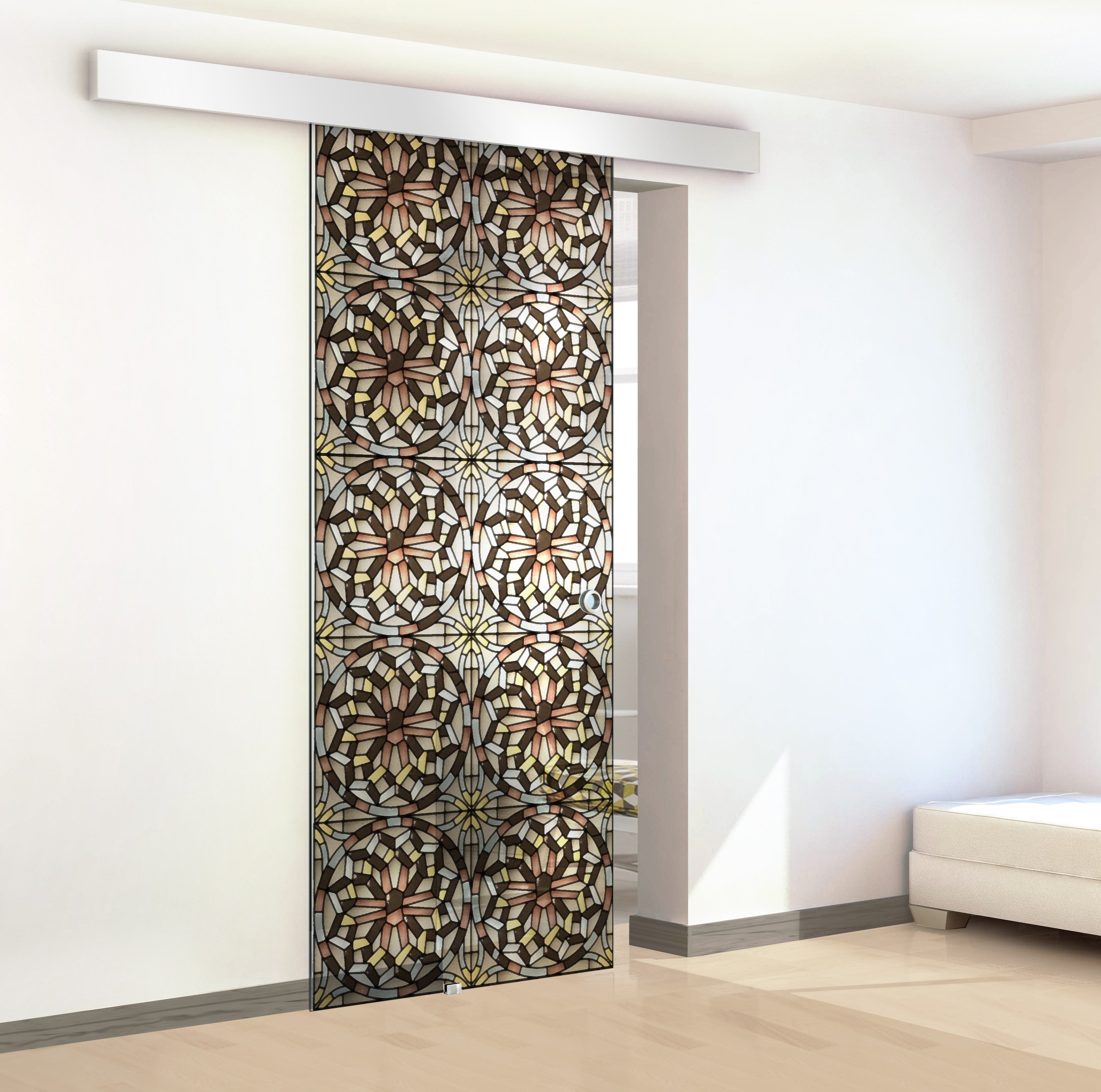 Stained glass door, Sliding glass door #Clear
