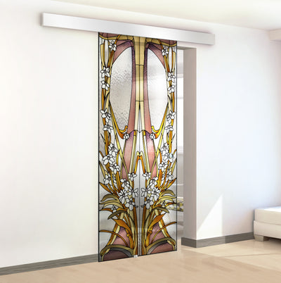Stained glass door, Sliding glass door #Clear
