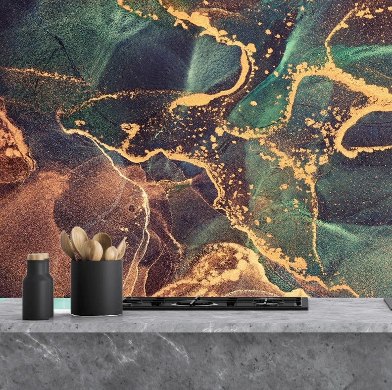 Painted glass kitchen splashback #1406