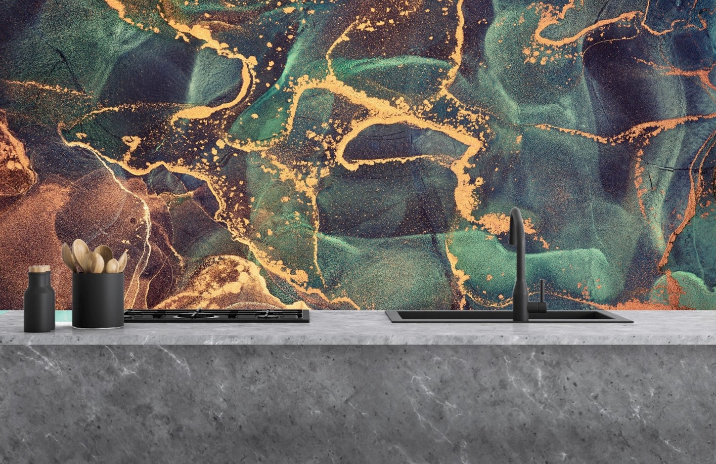 Painted glass kitchen splashback #1406