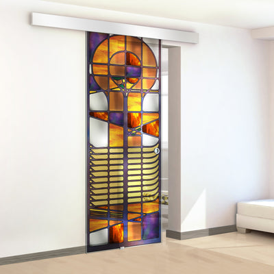 Stained glass door, Sliding glass door #Clear