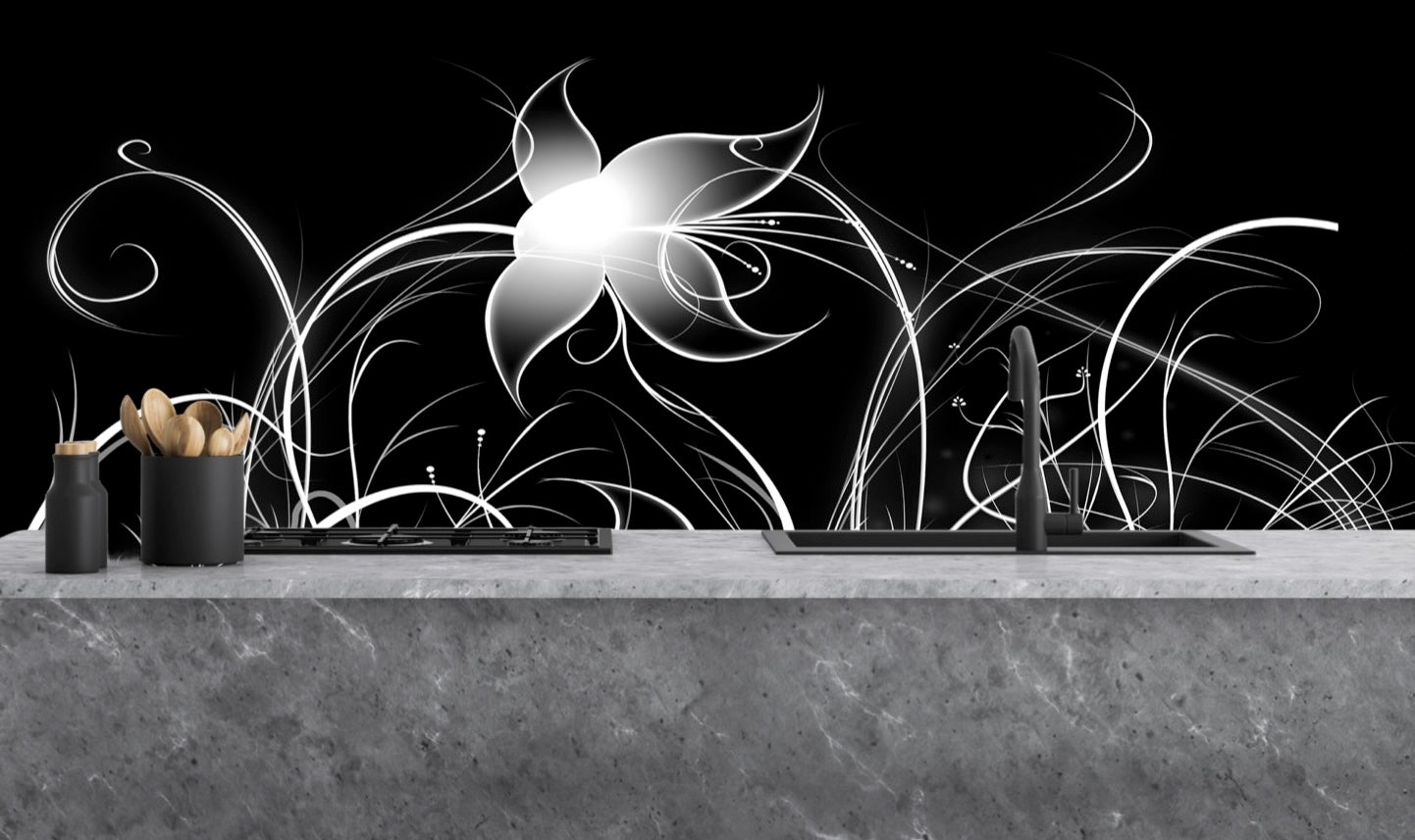 Printed glass kitchen splashback #1701