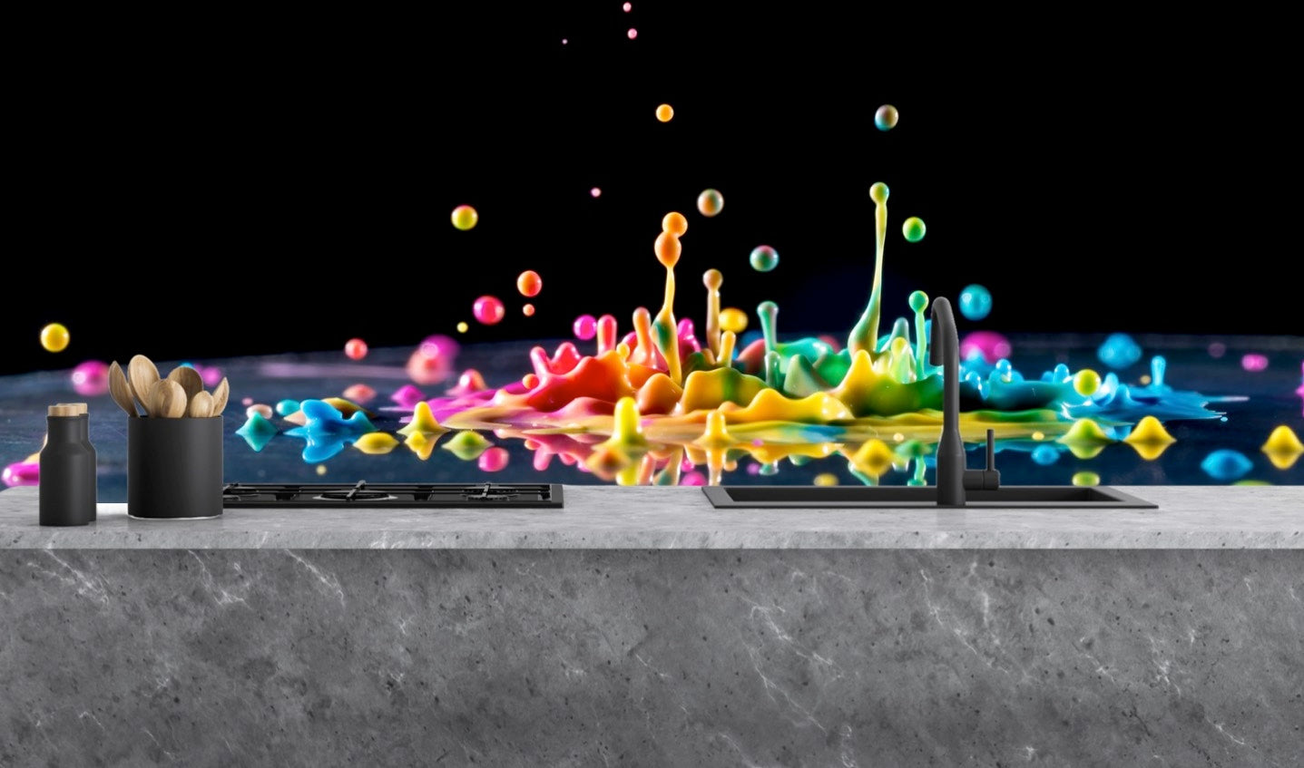 Printed glass kitchen splashback #1703