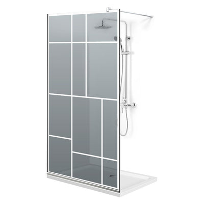 Paravan dus Walk-in, Perete dus  Inox, #Gri