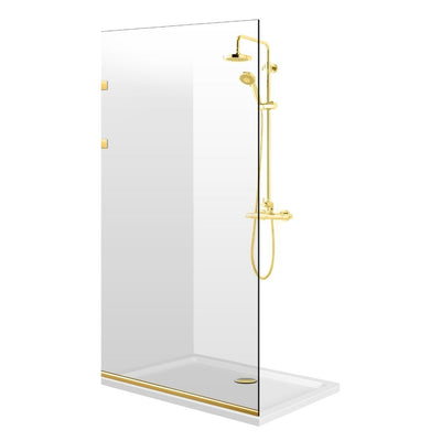 Shower Screens Walk-in, Stainless steel shower wall, gold, #Clear #Crystal clear