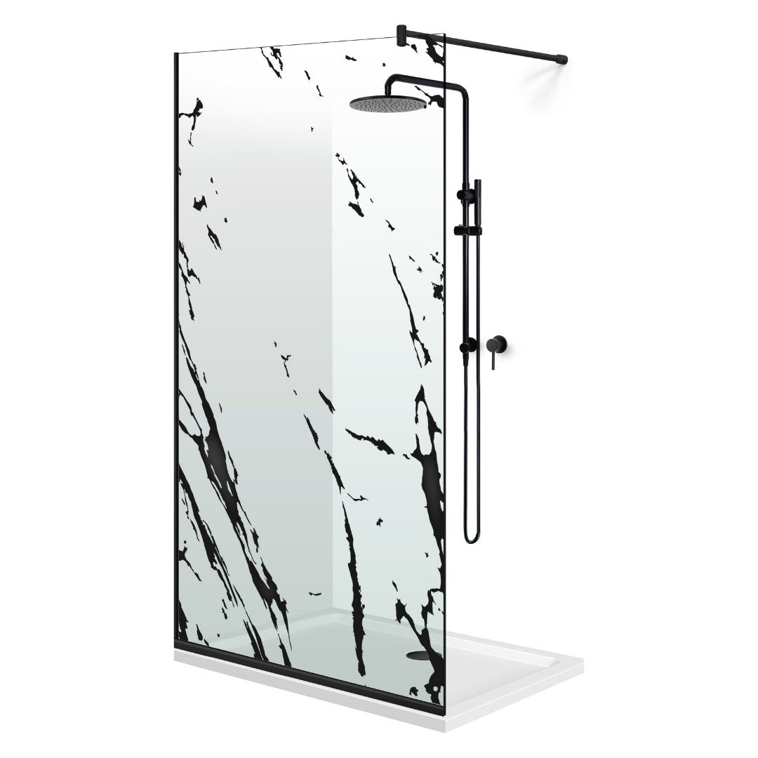 Shower Screens Walk-in, Black Shower Wall, #Clear #Víztiszta