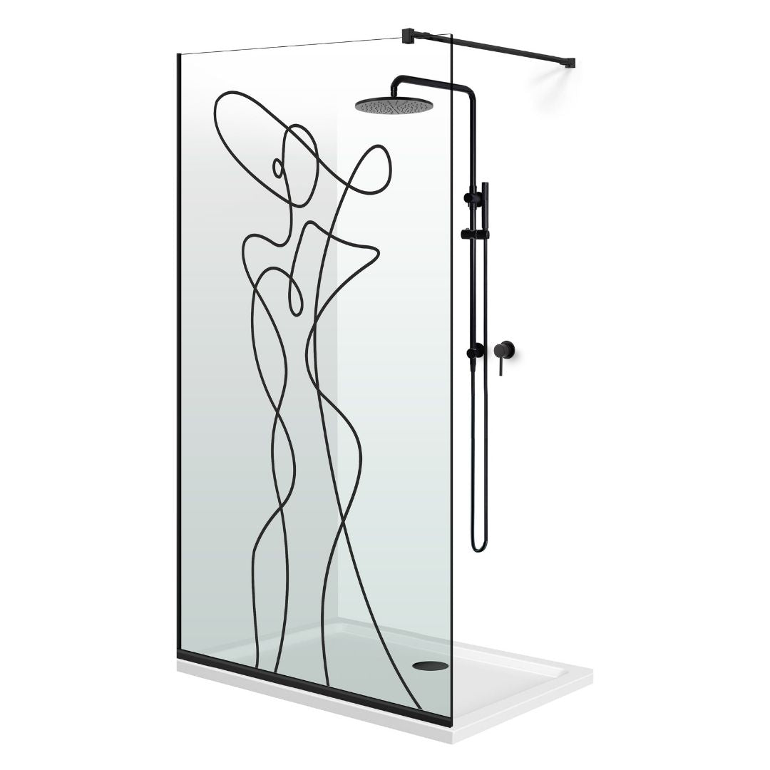 Shower Screens Walk-in, Black Shower Wall, #Clear #Víztiszta