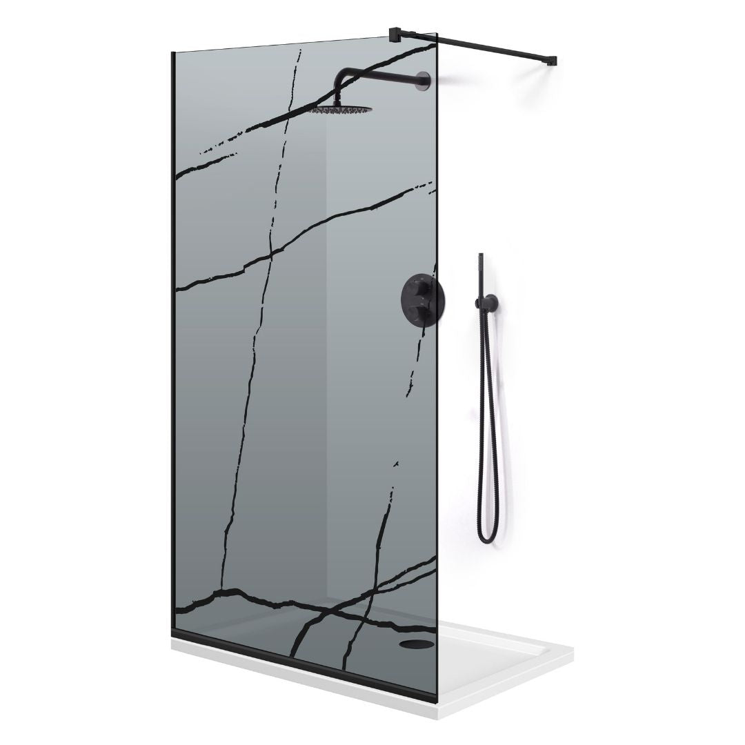 Shower Screens Walk-in, Black shower wall, #Grey #Grey