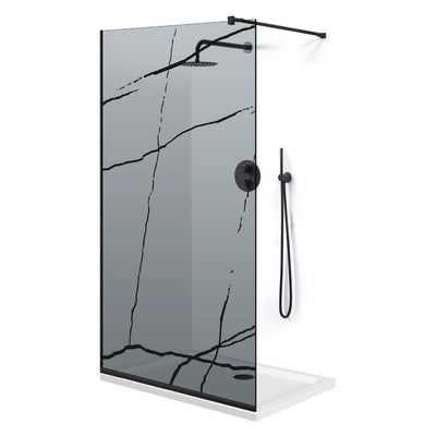 Shower Screens Walk-in, Black shower wall, #Grey #Grey
