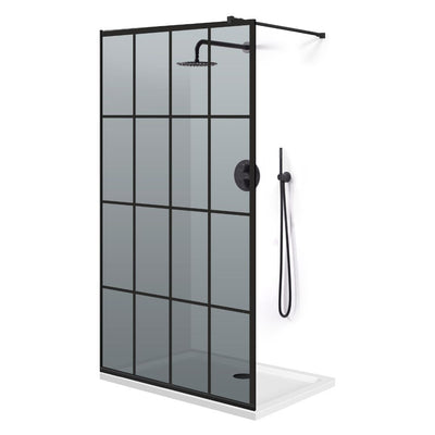 Shower Screens Walk-in, Black shower wall, #Grey #Grey