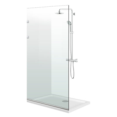 Aqua Elegance ® INOX walk-in shower screen, full stainless steel hardware, clear tempered glass