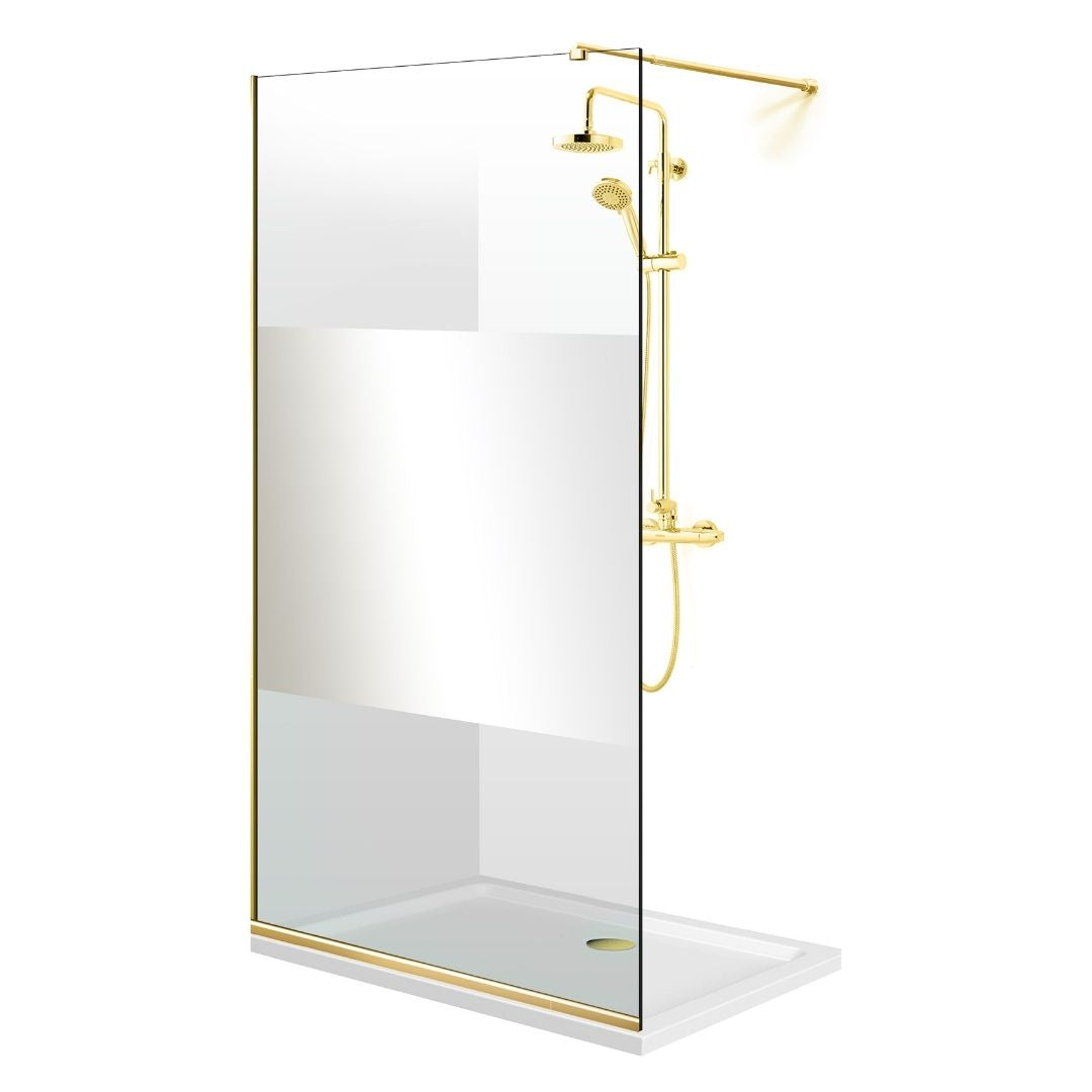 Shower Screens Walk-in, Shower Wall Gold, #Clear #Water-Clear