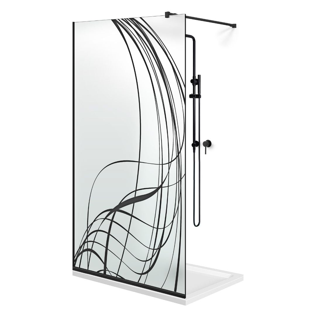 Paravan dus Walk-in, Perete dus  Negru, #Mat