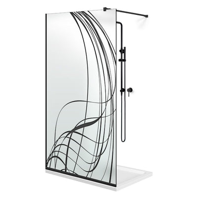 Paravan dus Walk-in, Perete dus  Negru, #Mat
