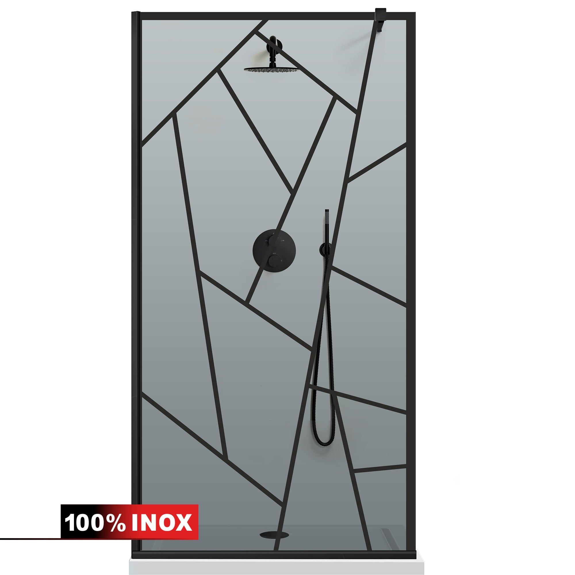 Shower Screens Walk-in, Black shower wall, #Grey #Grey