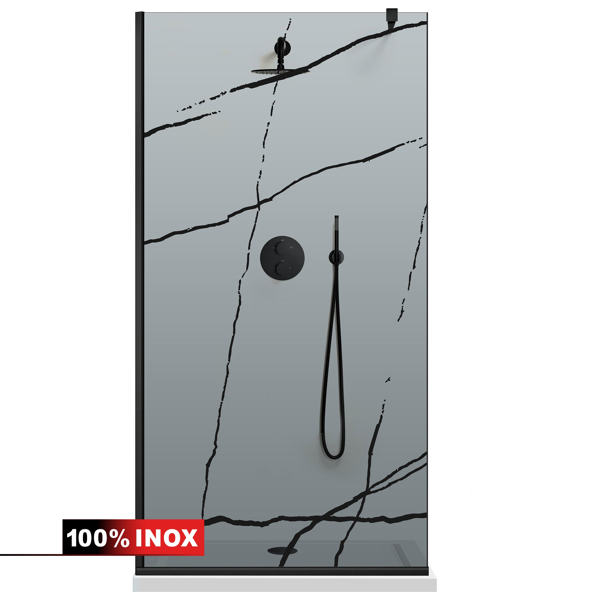 Shower Screens Walk-in, Black shower wall, #Grey #Grey