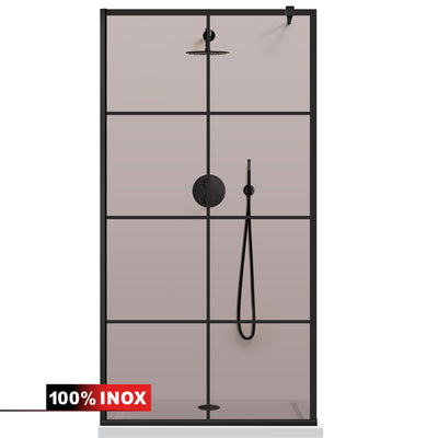 Shower Screens Walk-in, Black shower wall, #Bronze #Bronze