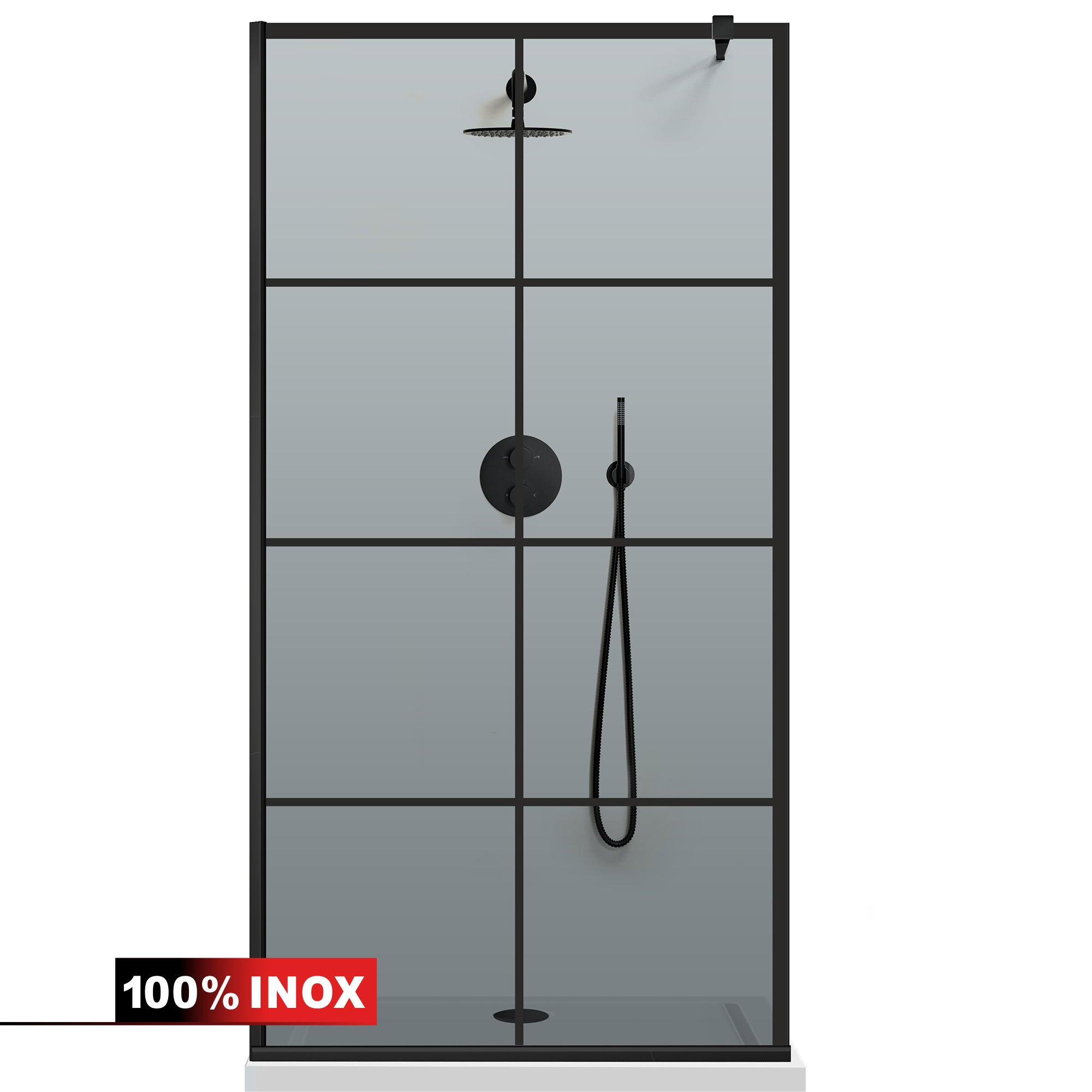 Shower Screens Walk-in, Black shower wall, #Grey #Grey
