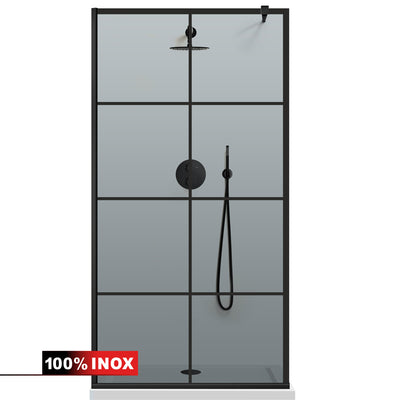 Shower Screens Walk-in, Black shower wall, #Grey #Grey